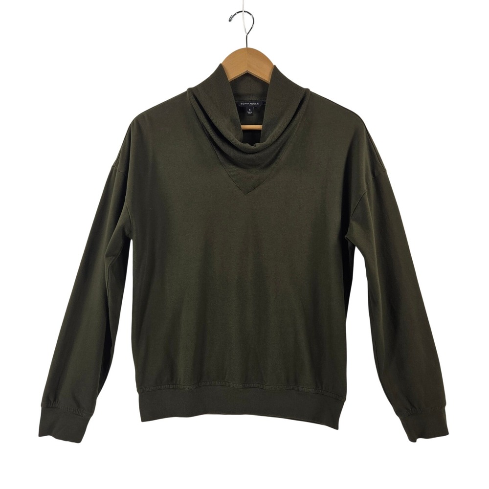 Banana Republic Camo Green Cowl Neck Long Sleeve Active Top S
